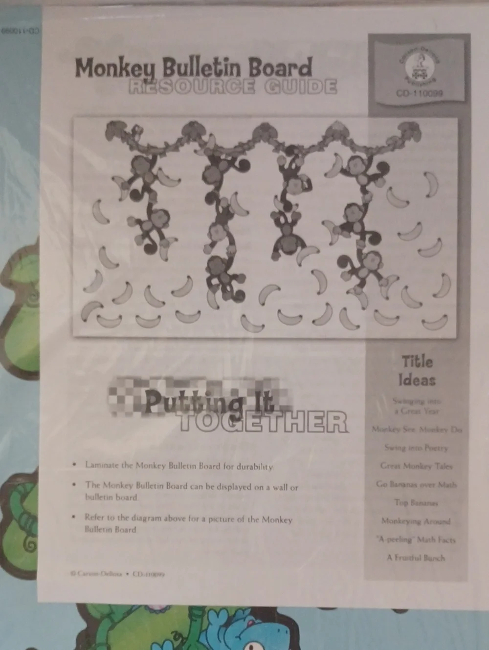 🍎 Carson Dellosa Monkey Bulletin Board Set - NEW